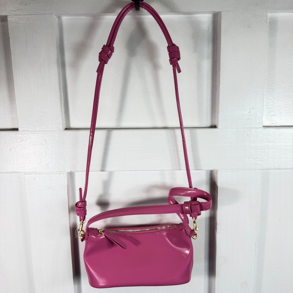 Vera Bradley Magenta Pink Faux Leather Knotted Shoulder Bag Adjustable
